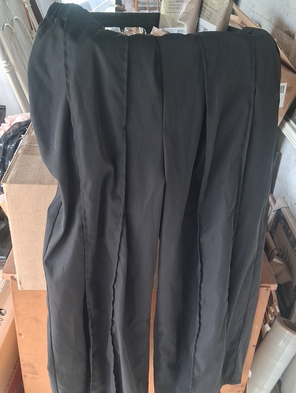 Black Wide Pleated Palazzo Pants
